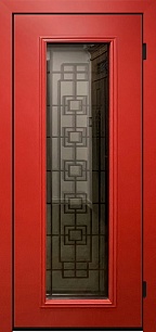 Недорогая одностворчатая железная дверь Trend 206298 со стеклопакетом и ковкой в Химках